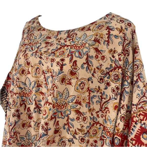 Pure Jill Womens Petite M Floral Print Boho Top 100% Organic Cotton Boxy Dolman - Picture 5 of 13